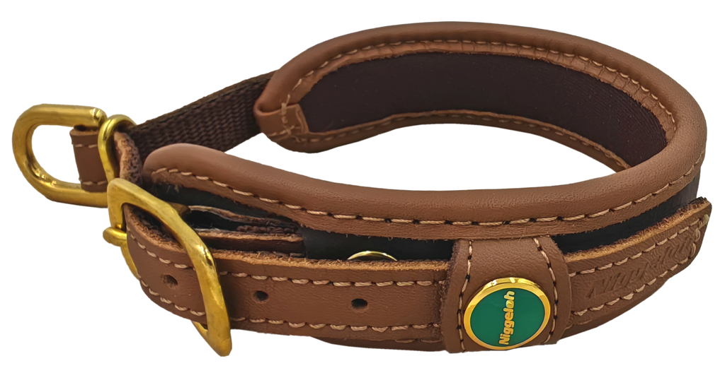 Niggeloh Luxe Halsband van Buffelleer & Neopreen