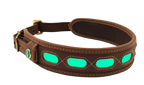 Niggeloh LICHTBLICK Leren Halsband – lichtgevende leren halsband voor avondwandelingen
